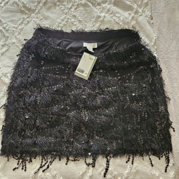 H&M Sequined Set Black Skirt and Crop Top Size Medium/ Large - Picture 5 of 11